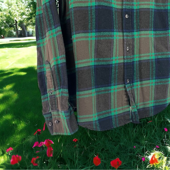 Brown and "Oscar the Grouch" Green Plaid Flannel Shirt - Size XXL - Picture 4 of 8